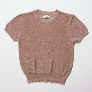 Push knit metallic gold sweater